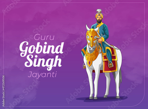 Guru Gobind Riding Horse greeting card