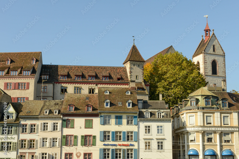 Fototapeta premium View at the old center of Basel on Switzerland