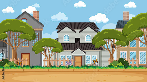 Scene with many houses at daytime