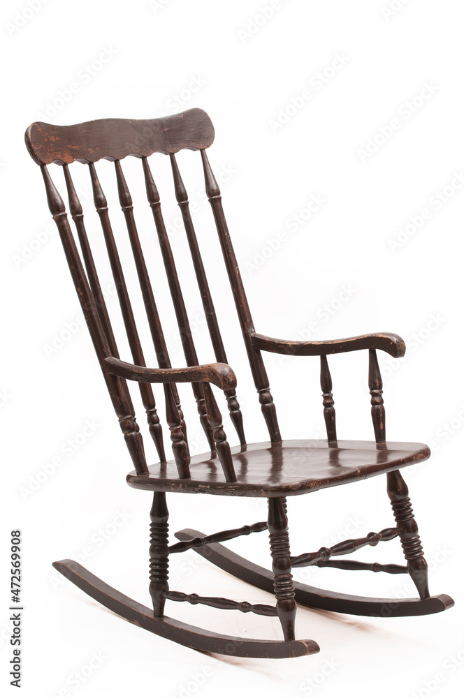 Wooden rocking chair on white background Wooden rocking chair on white background