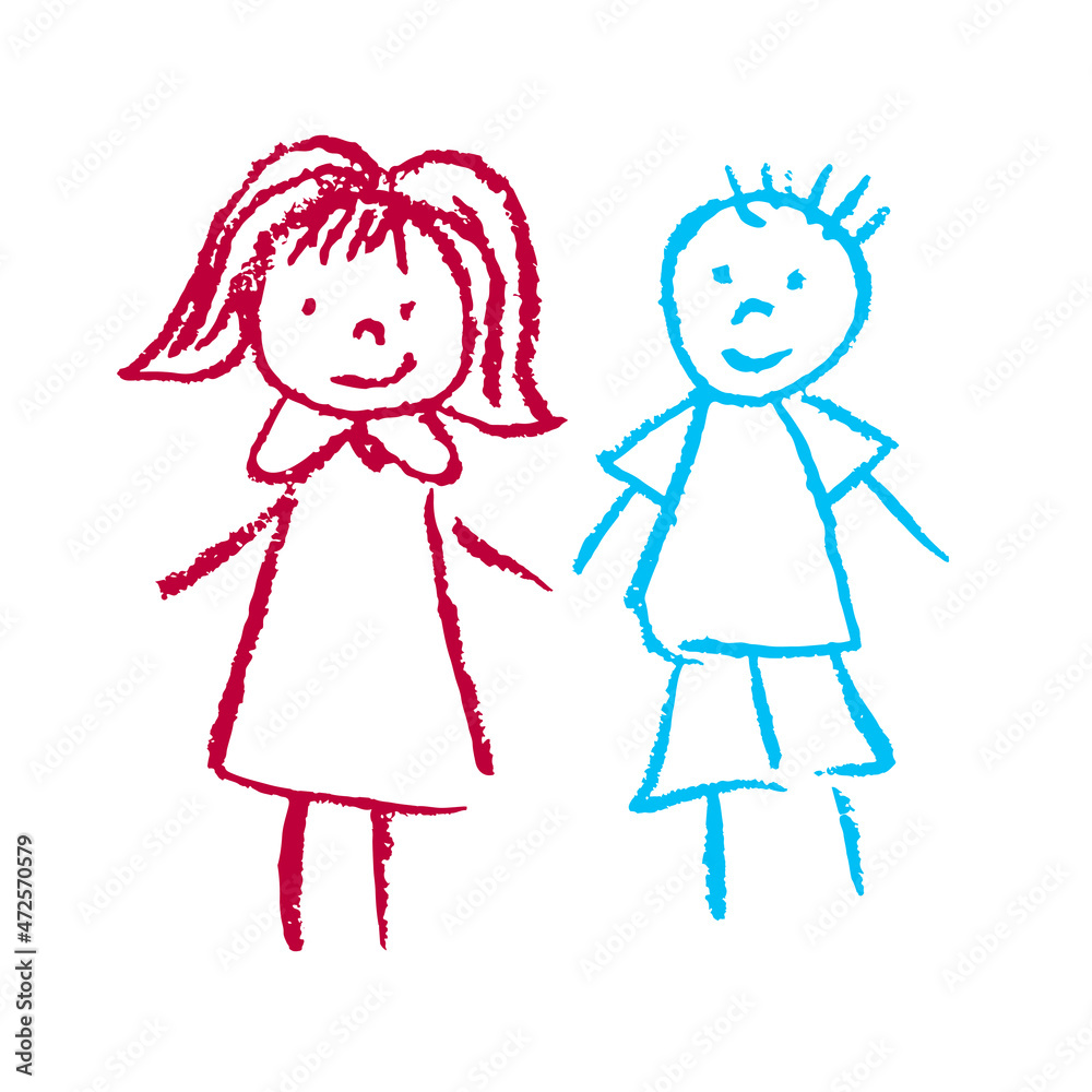 Icon in hand draw style. Drawing with wax crayons, children's creativity Icon in hand draw style. Drawing with wax crayons, children's creativity