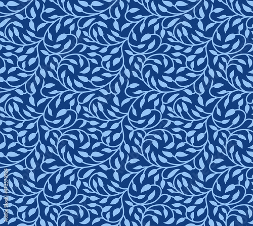 Japanese Leaf Curl Vine Vector Seamless Pattern