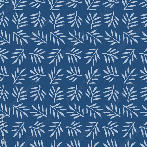 Japanese Tropical Palm Leaf Vector Seamless Pattern 