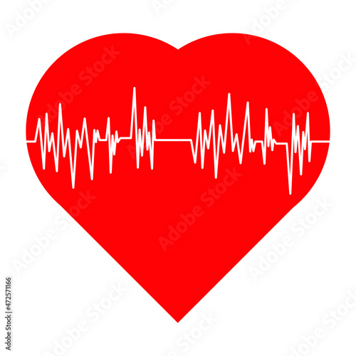 Heartbeat heart beat pulse flat icon for medical apps and websites