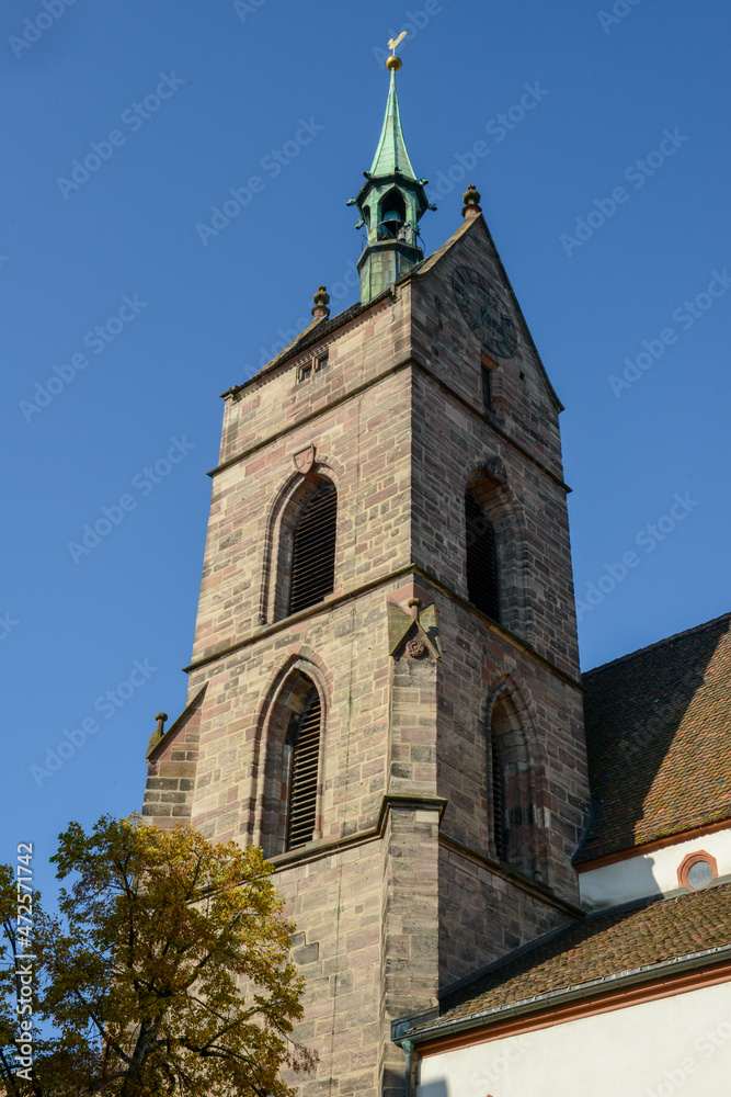 Old church tower at Basel in Switzerland