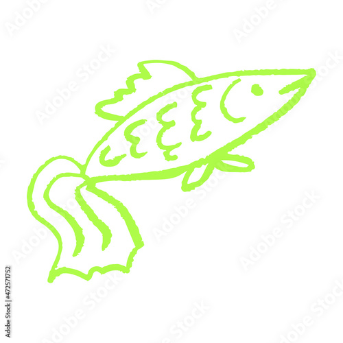 Icon in hand draw style. Drawing with wax crayons, children's creativity