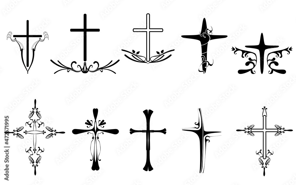 decorative cross, swirl cross design, cross set Stock Vector | Adobe Stock