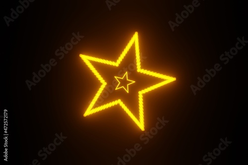 Abstract Glowing Lights neon star tunnel Loop Background 3D rendering