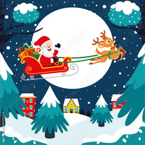 Santa Claus Riding A Sleigh