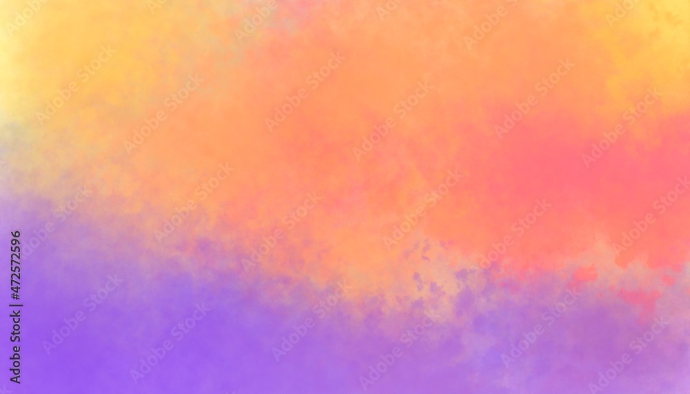 purple yellow and orange watercolor cloud or sky paint background on paper texture