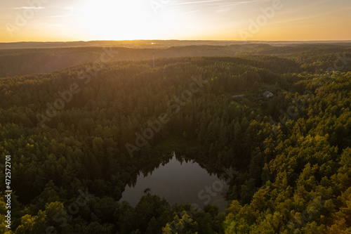 Aerial summer day view in sunny Green lakes forest © Top Lithuania