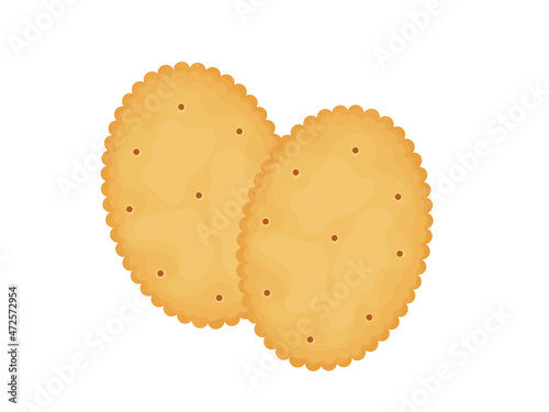 Oval crackers. Two crackers. Illustration of food, snacks. Healthy snack.
