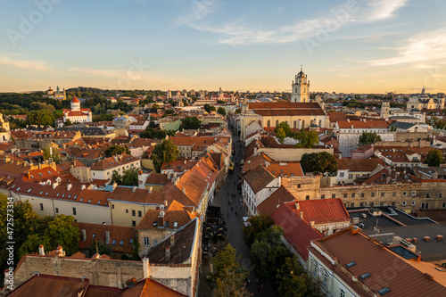 Wallpaper Mural Aerial summer evening sunset view in sunny Vilnius oldtown Torontodigital.ca