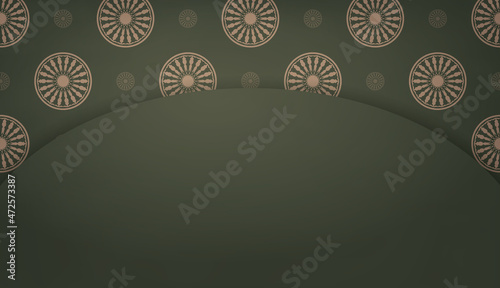 Green banner with abstract brown pattern and place for text