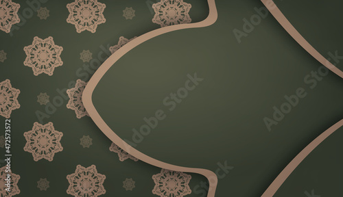 Green banner with abstract brown pattern and place under your text