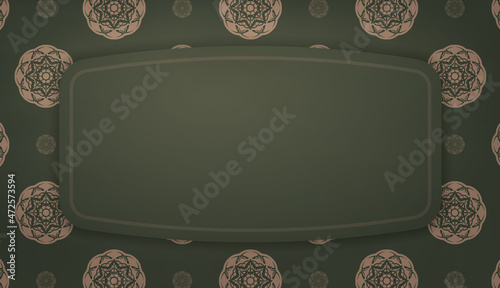 Green banner with abstract brown pattern and place under your text
