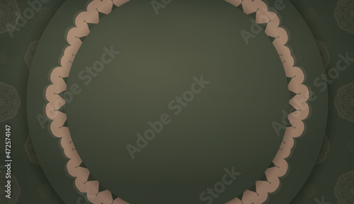 Green banner with brown mandala ornament and place under your text