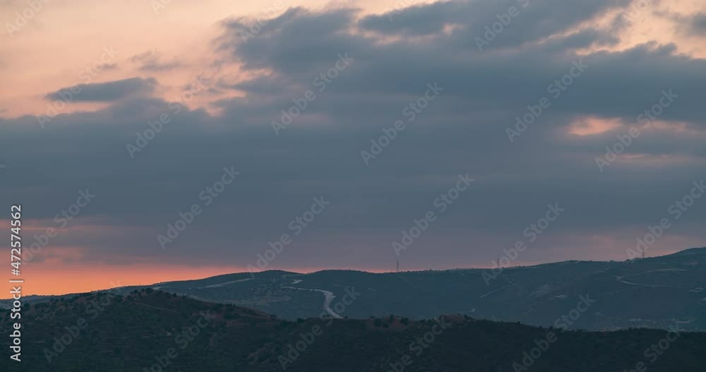 Timelapse of the sunset over a mountain range horizon in Cyprus Timelapse of the sunset over a mountain range horizon in Cyprus