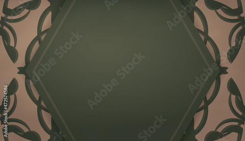 Green banner with brown mandala pattern and place under your text