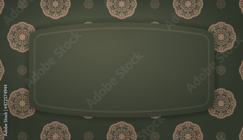 Green banner with Greek brown ornament and place for text