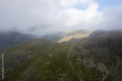 Aerial summer view in cloudy Scafell Pike, Lake District, United Kingdom © Top Lithuania