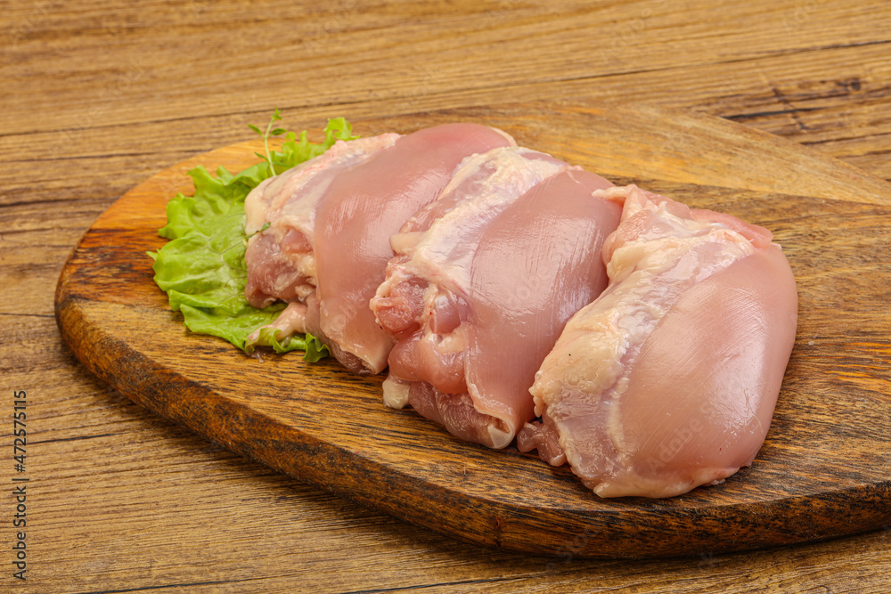 Raw chicken boneless and skinless leg Raw chicken boneless and skinless leg