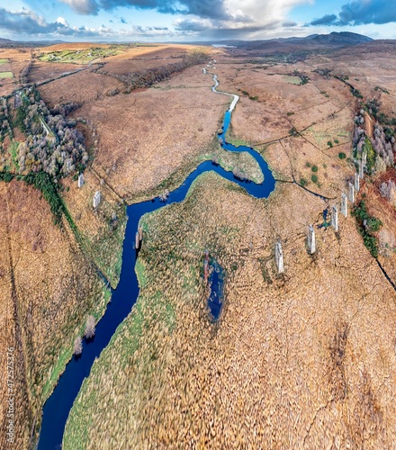 Aerial view of the Owencarrow Railway Viaduct by Creeslough in County Donegal - Ireland photo