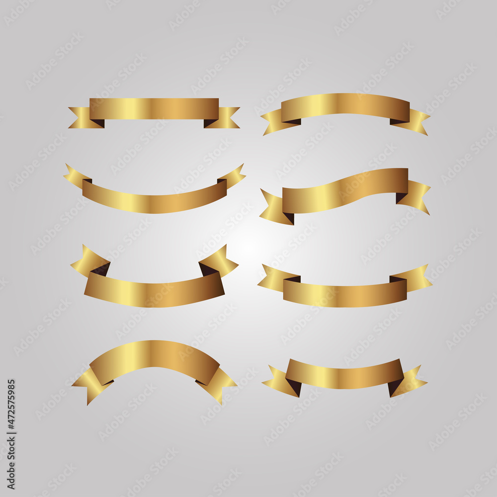 Set of golden ribbons vector.	
