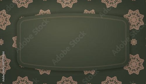 Green banner with Indian brown ornament and place under your text