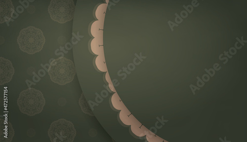 Green banner with Indian brown pattern and place under your text