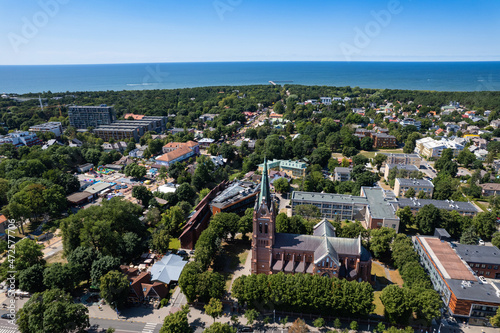 Aerial summer day view in sunny resort Palanga, Lithuania