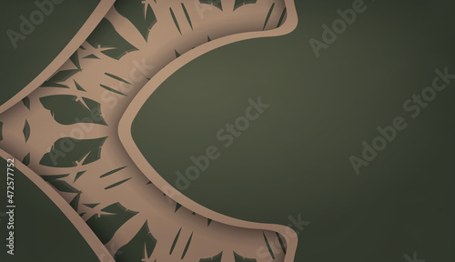 Green banner with luxurious brown ornament and place for your text
