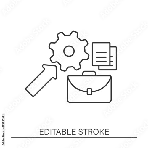 Integration business auto line icon. Online, real-time authorization tool. Business automation concept.Isolated vector illustration.Editable stroke