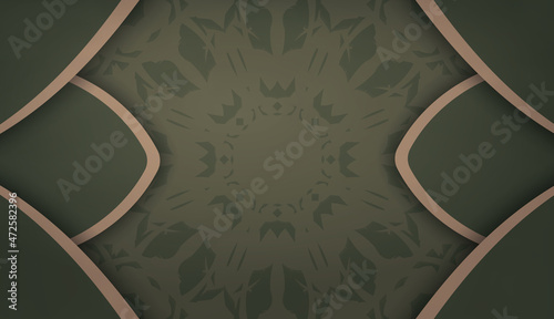 Green banner with vintage brown pattern and place under your text