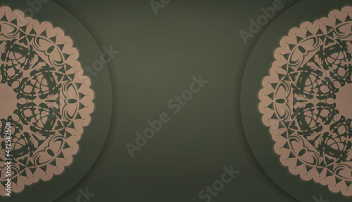 Green banner with vintage brown pattern and place under your text