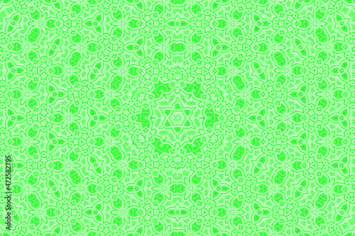 Green Abstract kaleidoscope background. kaleidoscope texture design. multicolor kaleidoscope. Kaleidoscopic pattern. Mandala pattern. Batik Pattern