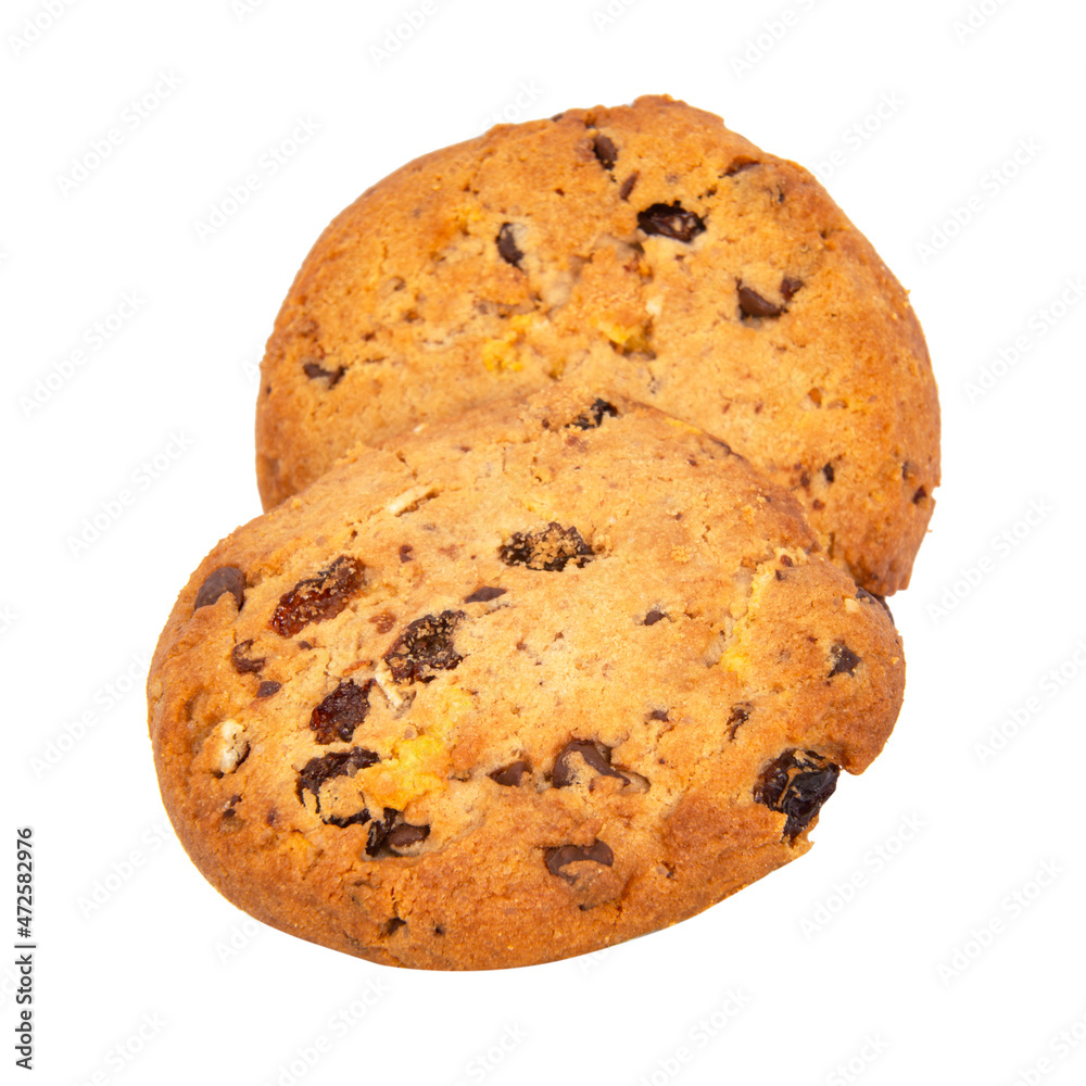 Cookies with chocolate american style food isolated on the white background Cookies with chocolate american style food isolated on the white background