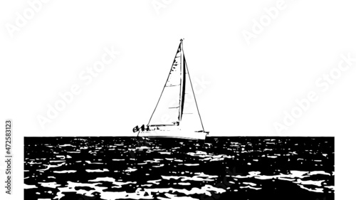 Vettoriale di una barca con le vele aperte in navigazione photo