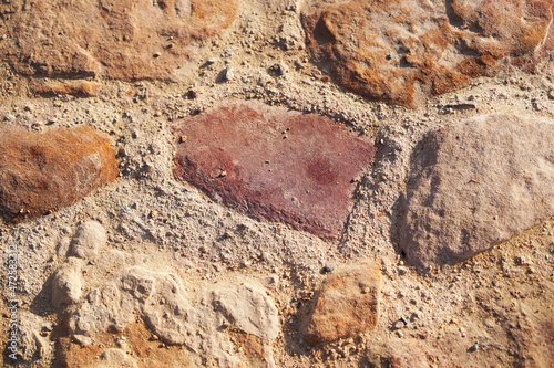 Sandstone footpath textured seface background. photo