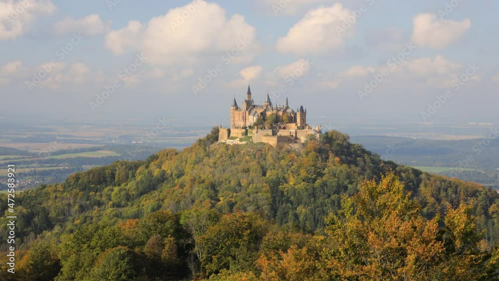 Hohenzollern Castle, Germany. View of the castle and surrounding countryside from the Albtrauf. Hohenzollern Castle, Germany. View of the castle and surrounding countryside from the Albtrauf.