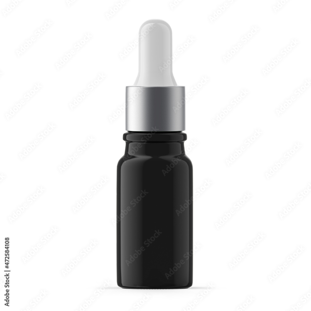 10 ml Black UV Glass Dropper Bottle. Isolated 10 ml Black UV Glass Dropper Bottle. Isolated