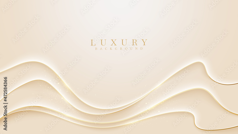 Elegant cream shade background with golden curve line elements. Glitter  light effects. 3d modern concept. vector illustration for design. Stock  Vector | Adobe Stock
