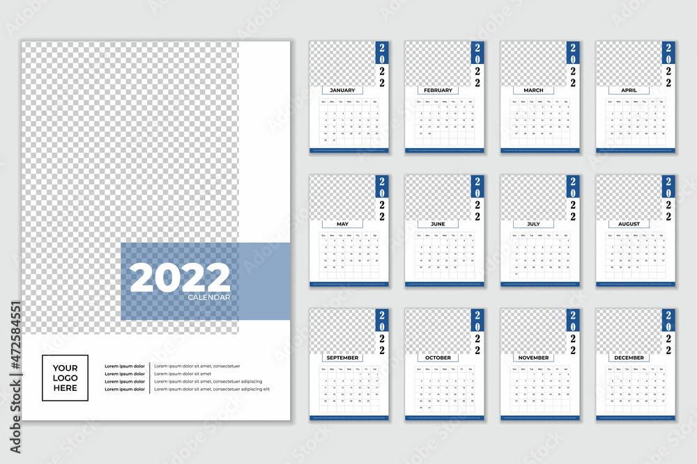 New year 2022 Calendar in modern style New year 2022 Calendar in modern style