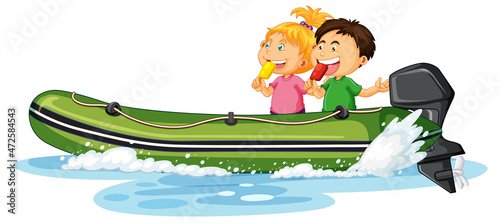 Photography Couple kids on dinghy boat