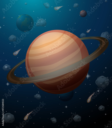Saturn planet on space background