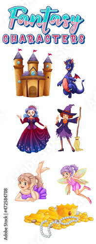 Fantasy cartoon characters set