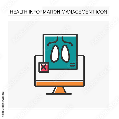 Computerized fluorography color icon. Lungs examination. Modern medicine equipment. X-ray diagnostics. Healthcare and health information management concept. isolated vector illustration