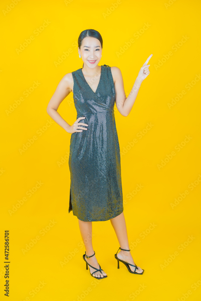 Portrait beautiful young asian woman smile with action Portrait beautiful young asian woman smile with action