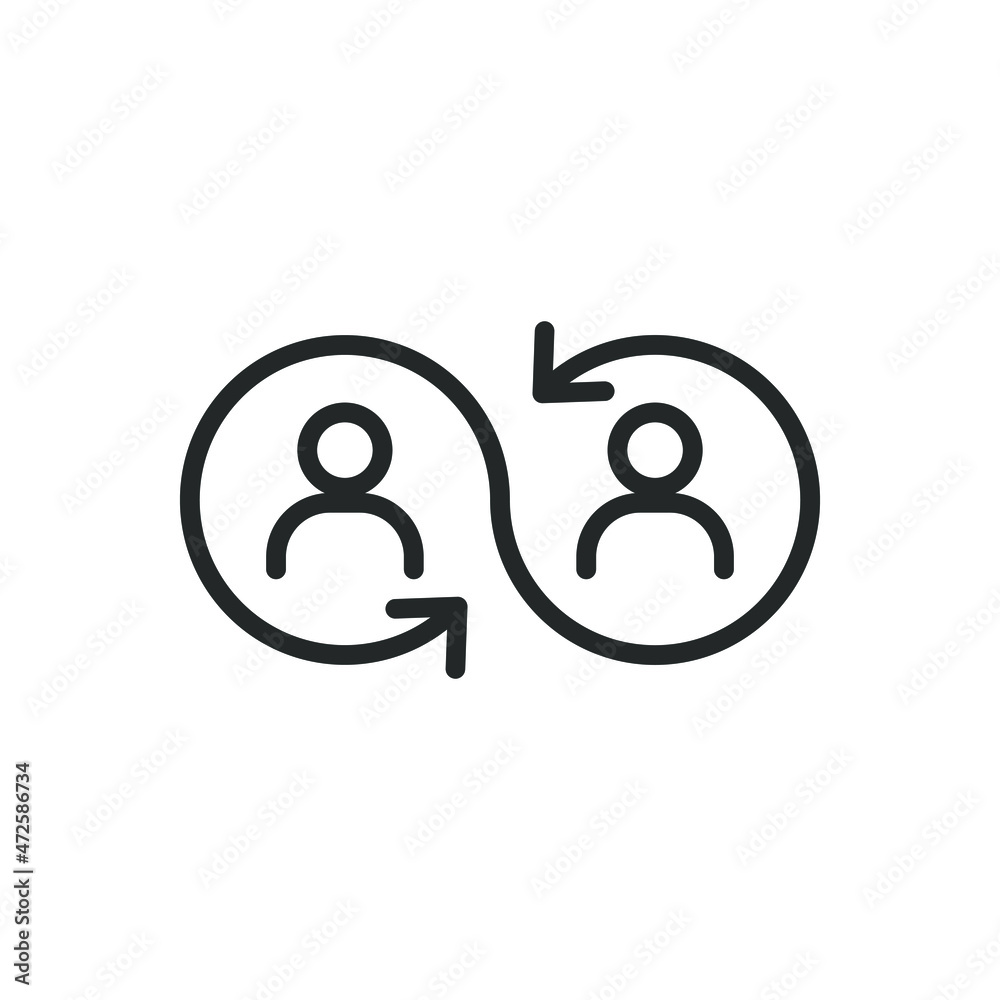 Personel change. Switch user, people rotation line icon isolated on white background. Vector illustration Personel change. Switch user, people rotation line icon isolated on white background. Vector illustration