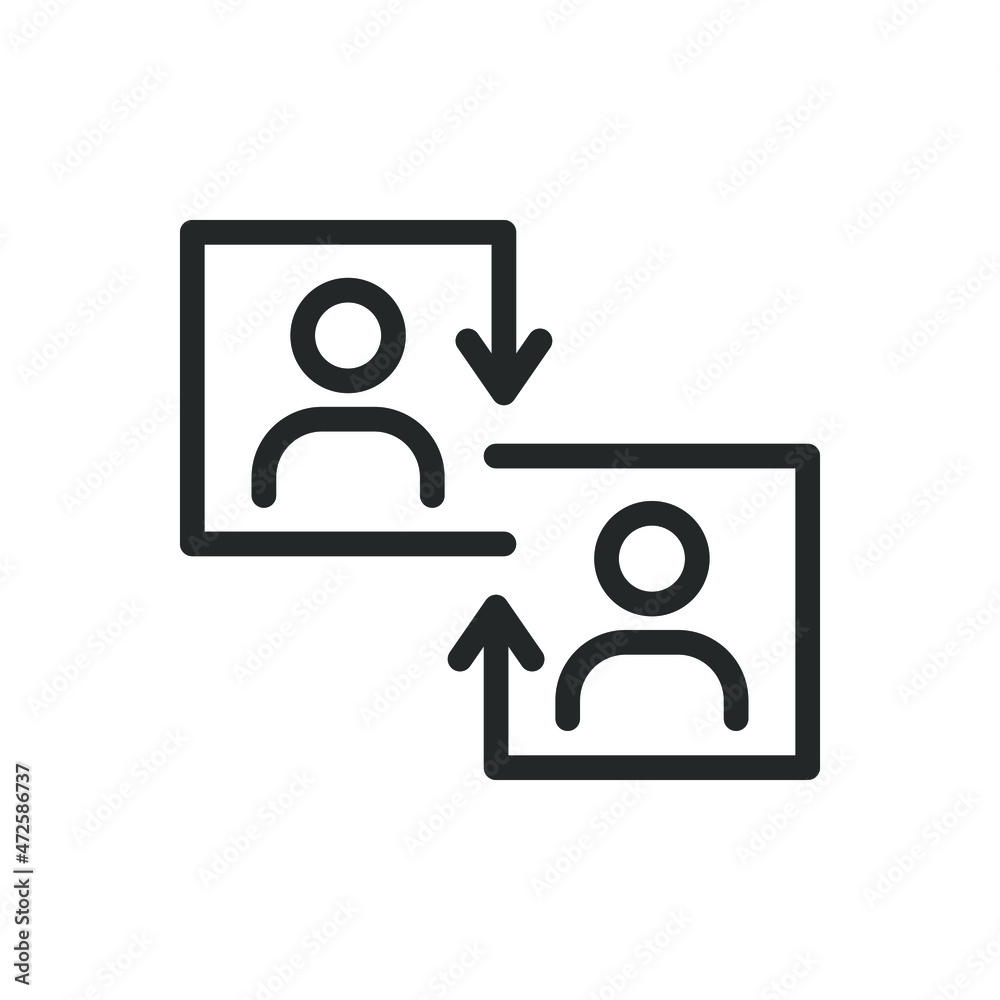Personel change. Switch user, people rotation line icon isolated on white background. Vector illustration - obrazy, fototapety, plakaty 